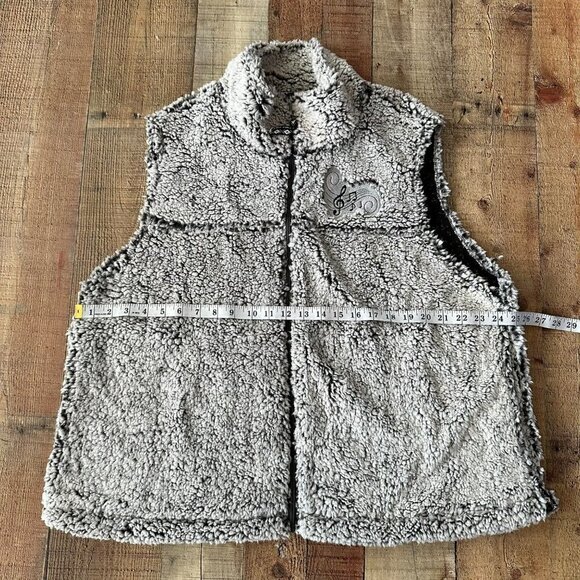 Catalog Favorites Gray sherpa teddy bear vest music note embroidered women's 1x - Picture 2 of 7